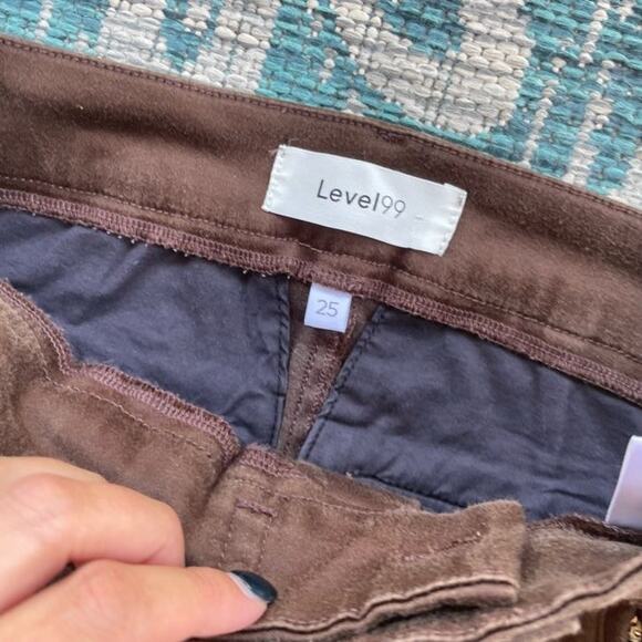 Level 99 Brown Wax‎ Coated Ankle Crop Pants Zipper Pockets - Size 25 - Picture 6 of 12